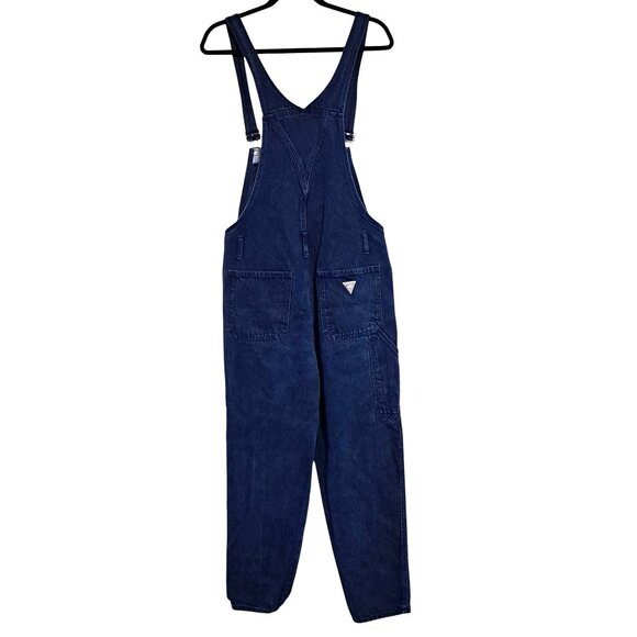 Vintage 90s Guess Overalls Y2K READ Womens Size 4 USA Indigo Blue Denim - Picture 2 of 15